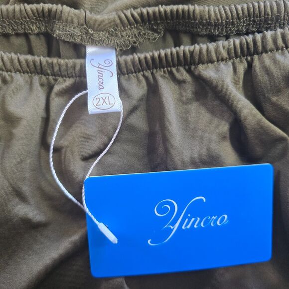 Yincro Dress Women's 2XL Olive Bodycon with Oversized Top Ruffles Mini NWT - Picture 3 of 16